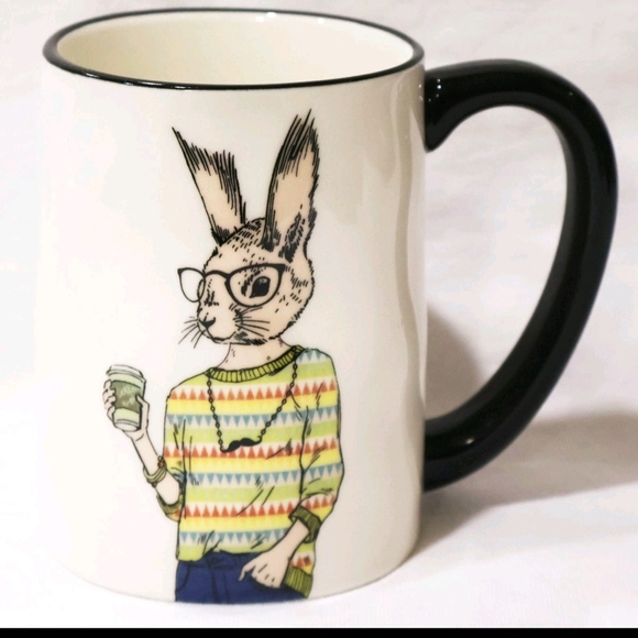 BNWOT Hipster Rabbit Coffee Or Tea Mugs 17.5 oz/518 ml by Signature Housewares - Picture 2 of 4